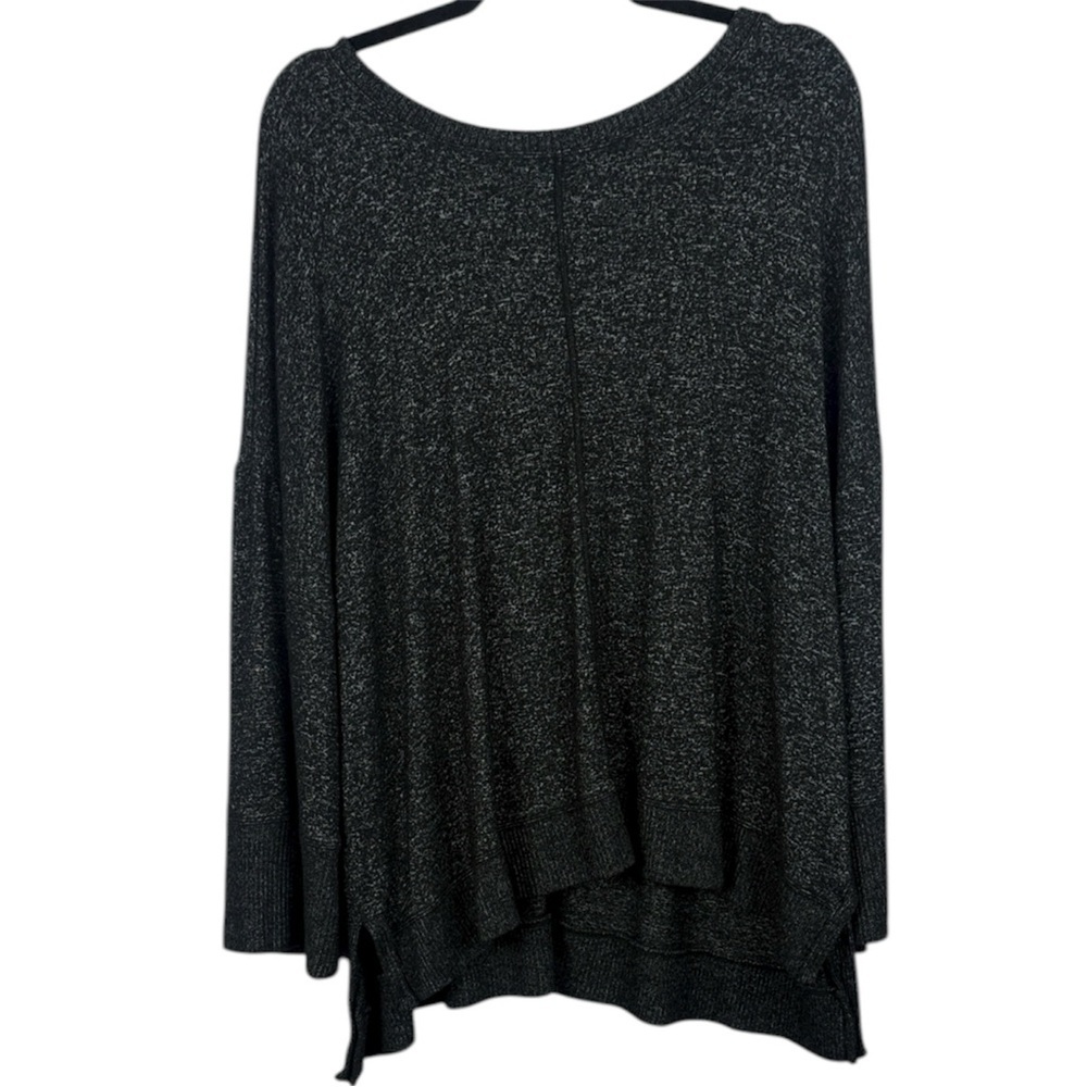 Habitat Heathered Black Casual Oversized Asymmetrical Pullover XL Tunic Top